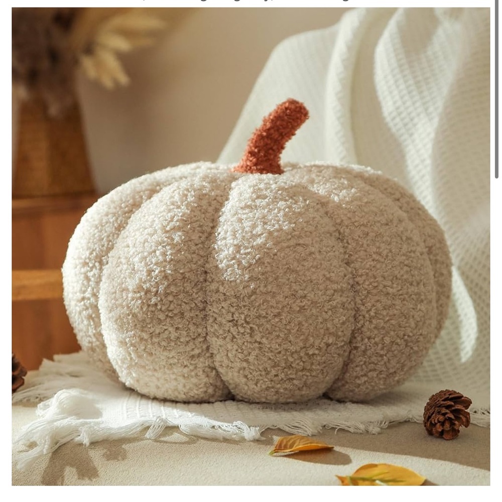 Pumpkin Teddy Fleece Pumpkin Throw Pillow Thanksgiving Halloween Fall Decor